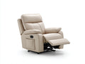 Sillones reclinables eléctricos tapizados en cuero sintético 98x96x104 cm - Beige - Reposapiés extensible y control lateral