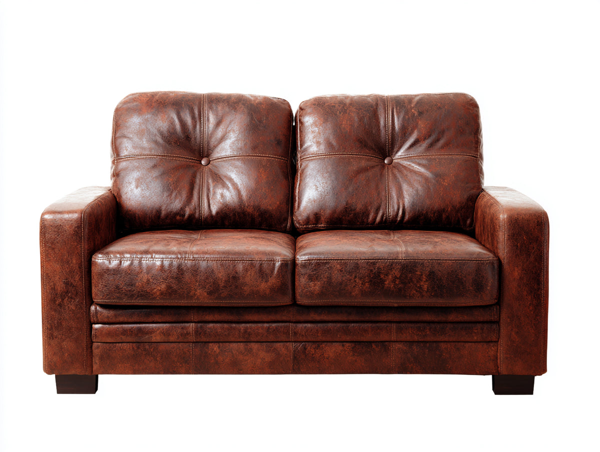 Sofás 2 plazas cuero sintético 160x85x85 cm - marrón - estilo vintage para salón