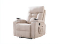 Sillones reclinables de tela 92x90x108 cm - beige - con portavasos y bolsillo lateral