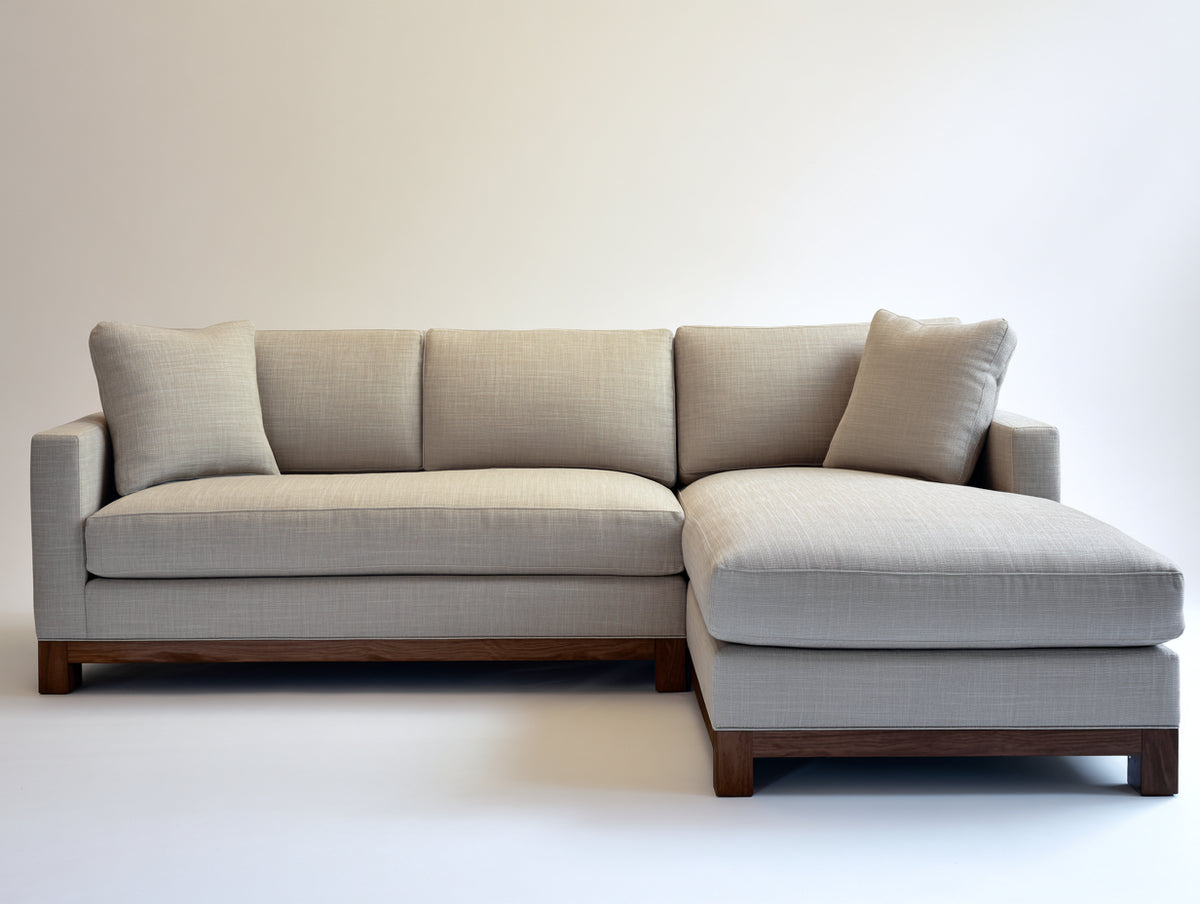 Sofás de esquina tela 250x165x86 cm - beige claro - diseño moderno con chaise longue para salón