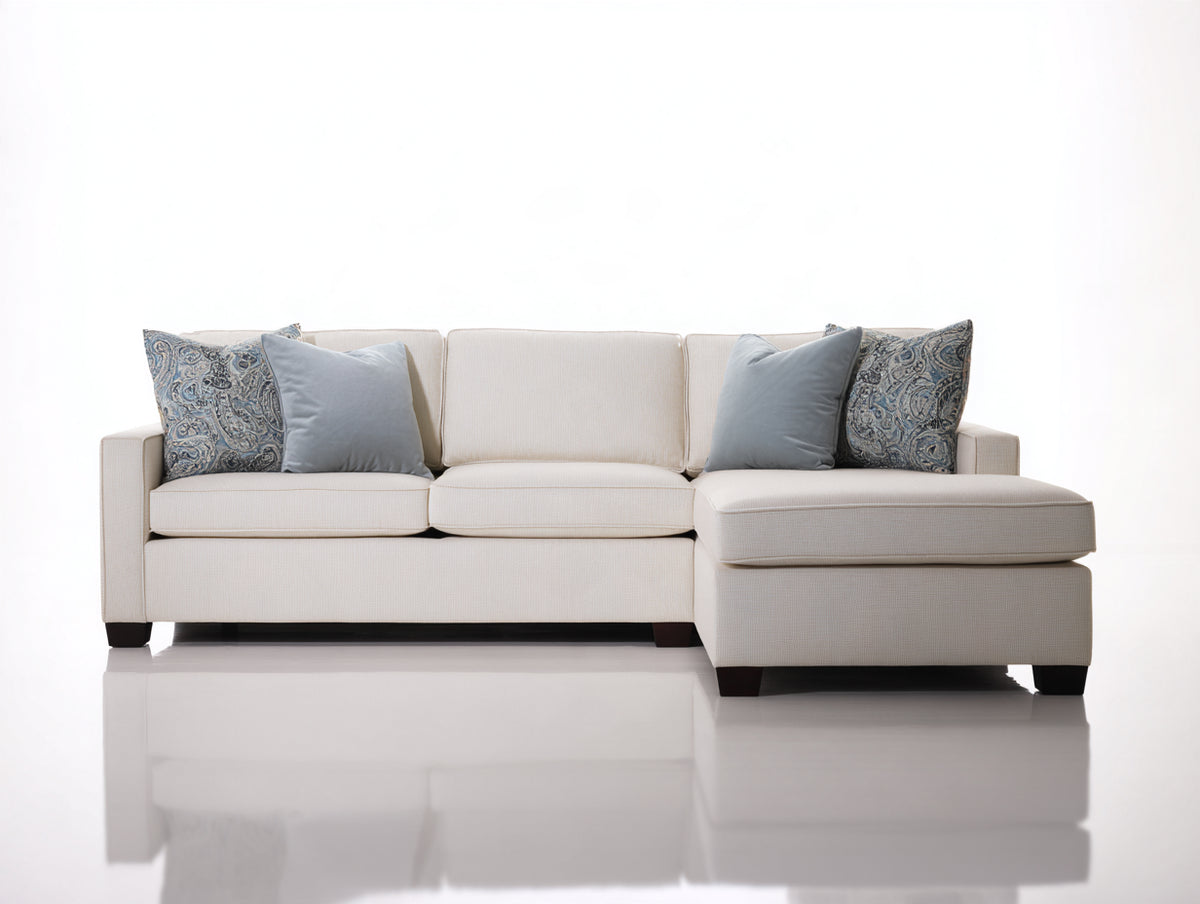 Sofás de esquina 255x165x84 cm - Tapizado de tela - Crema - Diseño moderno con chaise longue