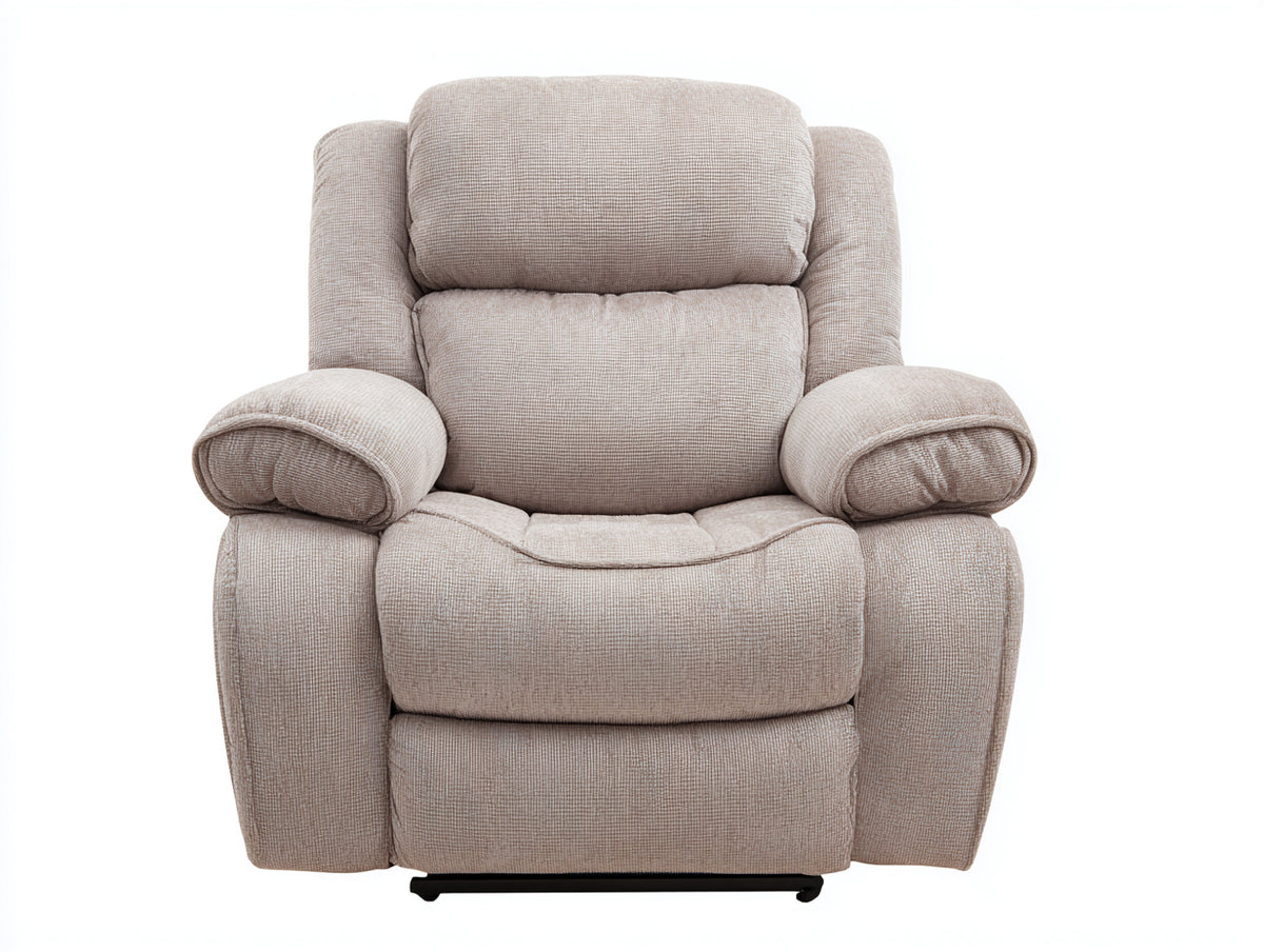 Sillones reclinables tapizados en tejido texturizado 105x98x108 cm - Beige - Respaldo alto y reposabrazos acolchados