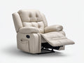 Sillones reclinables de cuero sintético 95x92x105 cm - crema - con reposapiés extensible y bolsillo lateral