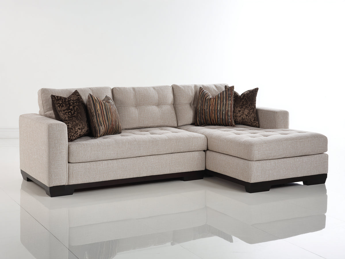 Sofás de esquina tela 245x165x88 cm - beige claro - diseño moderno con chaise longue para salón