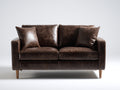 Sofás 2 plazas tapizados en cuero sintético 170x88x82 cm - Marrón oscuro - Diseño moderno con patas de madera