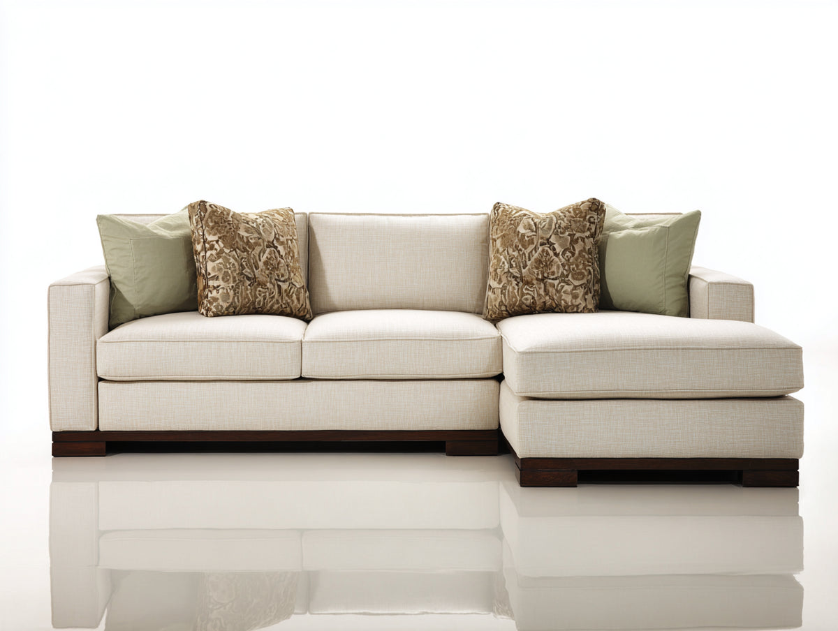 Sofás de esquina - Tapizado textil 268 x 170 x 84 cm - Beige claro con base de madera y diseño contemporáneo