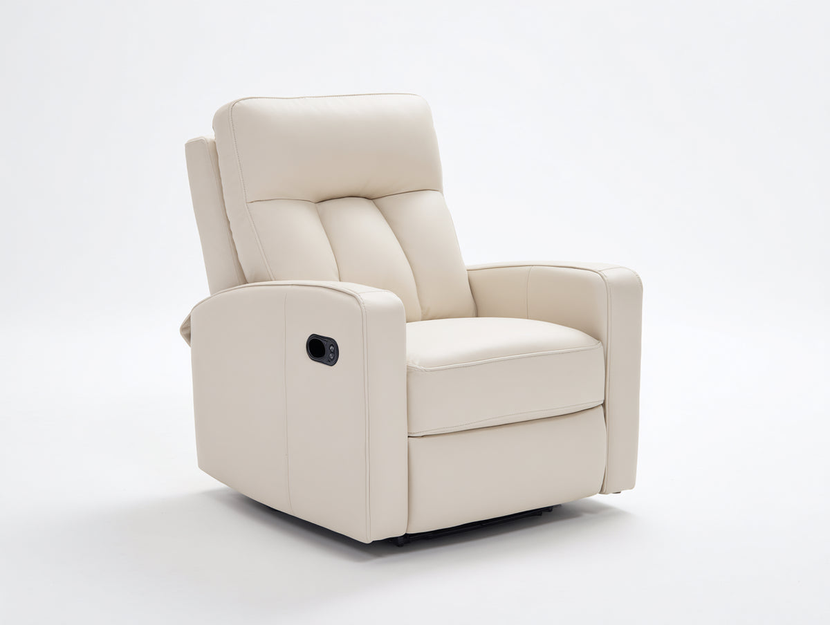 Sillones reclinables eléctricos tapizados en cuero sintético 91x94x103 cm - Beige claro - Respaldo acolchado y control lateral
