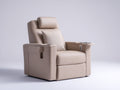 Sillones reclinables 90x96x108 cm - Tapizado efecto piel - Beige - Reclinación con controles laterales y portavasos