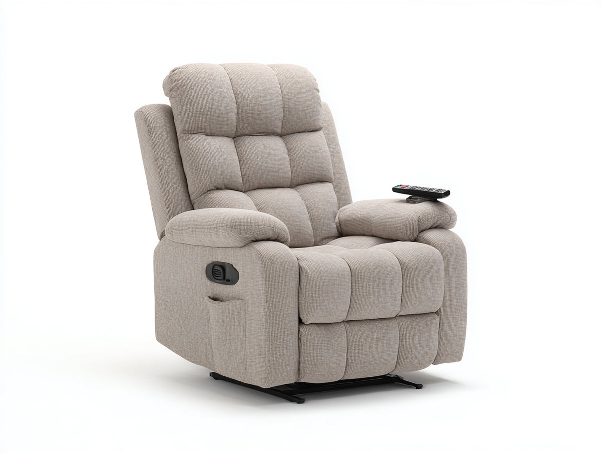 Sillones reclinables 90 x 96 x 107 cm - tapizado beige claro - respaldo acolchado con control lateral
