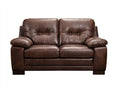 Sofás 2 plazas tapizados en cuero sintético 172x92x88 cm - Marrón oscuro - Asientos acolchados y respaldo con botones
