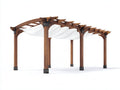 Pérgola de jardín de madera 400x300x240 cm - marrón y blanco - con toldo textil y diseño abierto