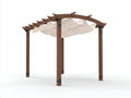 Pérgola de jardín de madera con toldo retráctil 300x300x250 cm - Marrón y beige - Diseño arqueado para sombra exterior